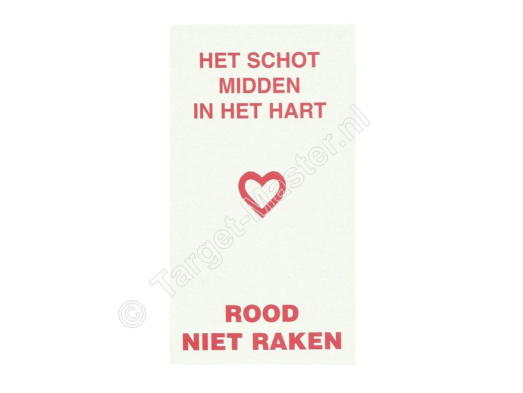 Kermis HARTEN KAART Luchtdruk Geluk Schietkaart 1 HARTJE formaat 6x11 centimeter inhoud 100 stuks